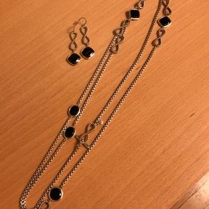 David Yurman Silver / Onyx Necklace and Earrings
